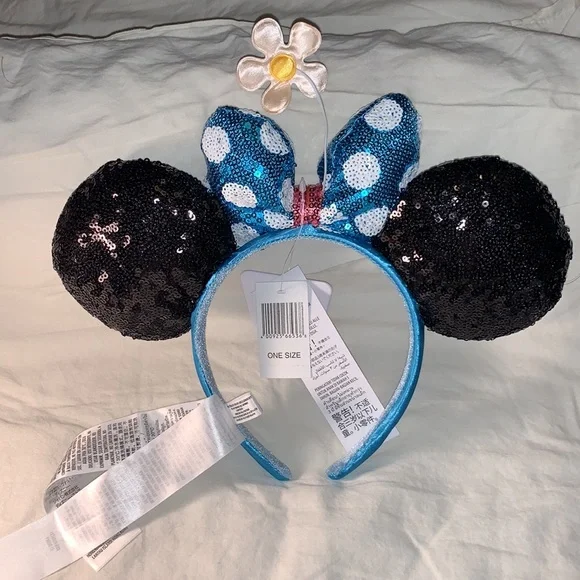 AUTHENTIC DISNEY PARKS MERCHANDISE-Flower w sequined bow&ears Minnie M Headband